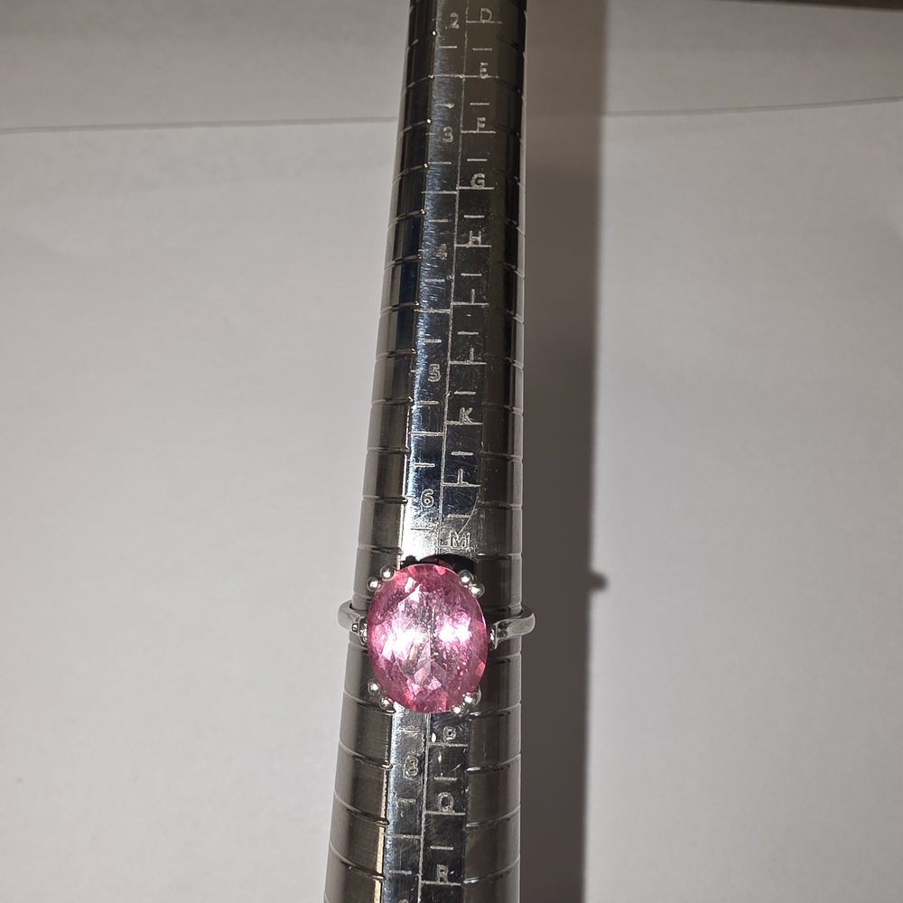 Stunning Pink Oval Gemstone Silver Ring